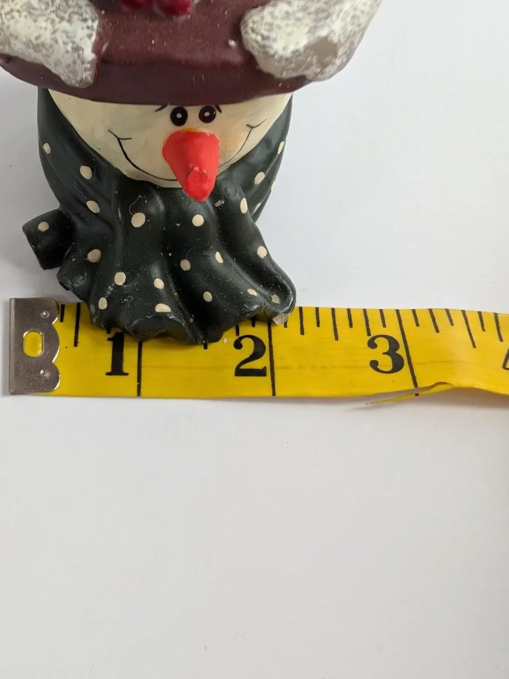Large Vintage Snowman Candle Tall Red Hat and Green Scarf New 6
